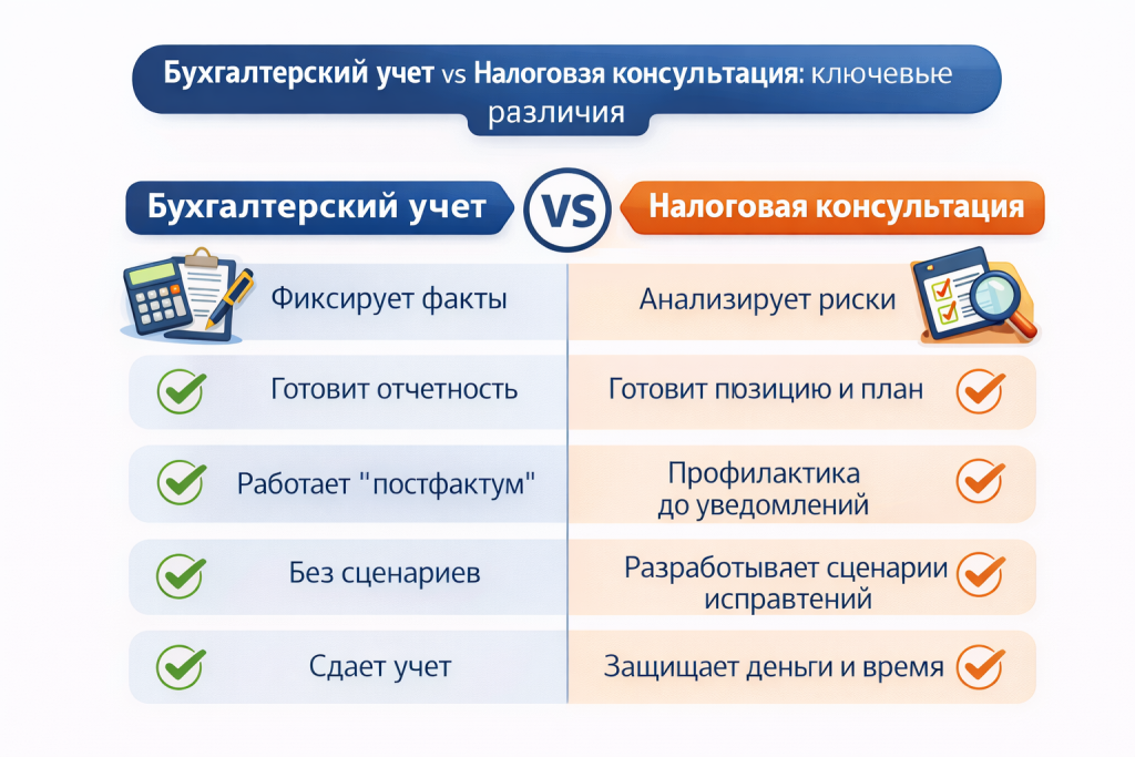 Бухгалтерский учет vs налоговая консультация